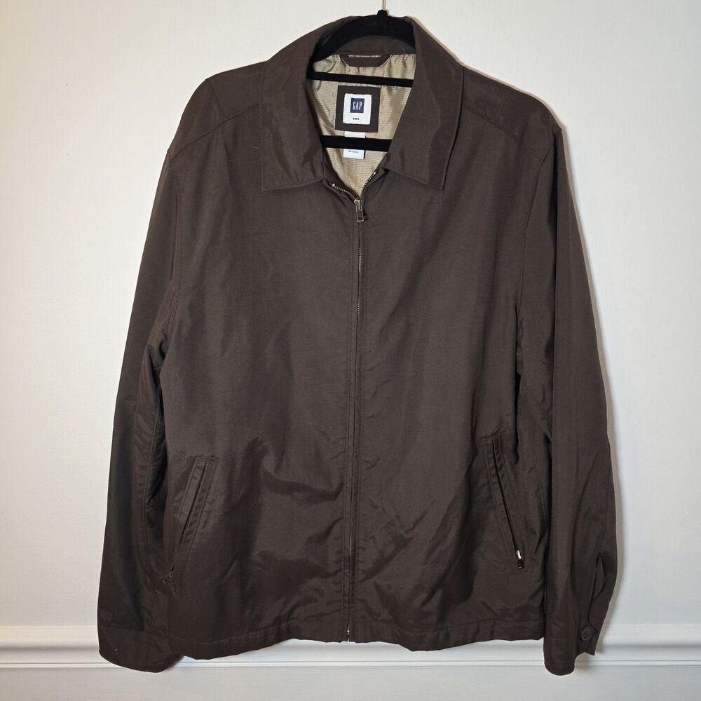 Vintage Gap Y2K Tech Work Jacket Mens Chore Drifter Brown Full Zip Light Large